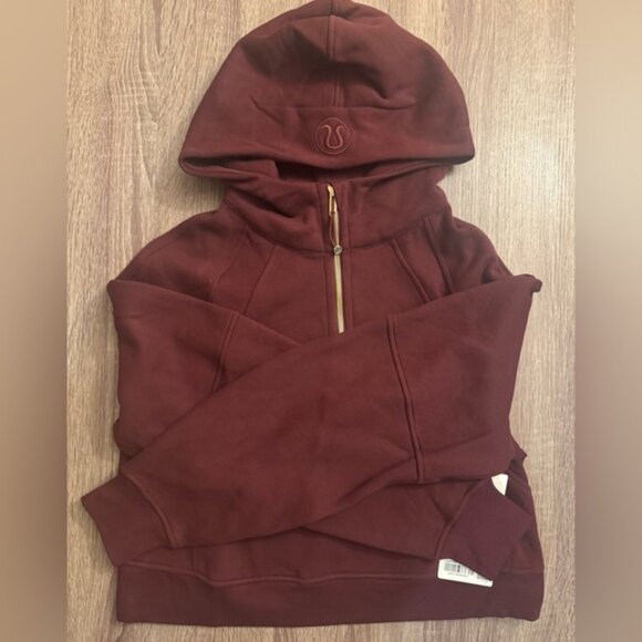 Lululemon Scuba oversized half gold zip hoodie sweater. Garnet.Burgundy. XS/S - Picture 8 of 13